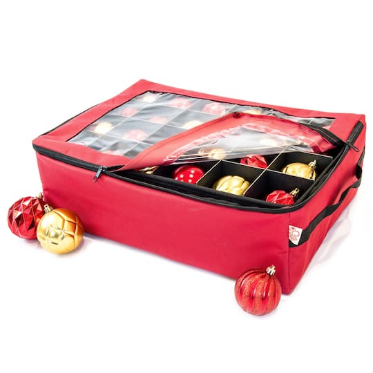 Santa's Bag 48ct. 3" Christmas Ornament Storage Box with Clear Lid